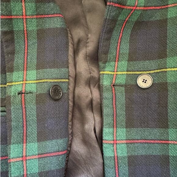 Sandro Paris Dark Green Plaid Wool Blend Double Breasted Blazer Size 36 … - Picture 6 of 11